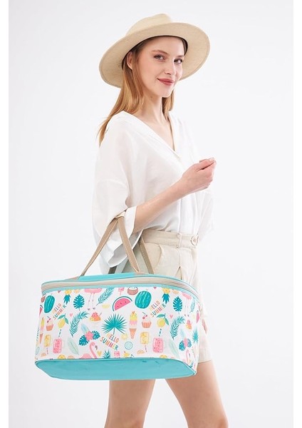 22 Litre Mavi Piknik/kamp Çantası Sepeti. Termal Termos Çanta (Sıcak-Soğuk Koruma Sağlar) Mavi