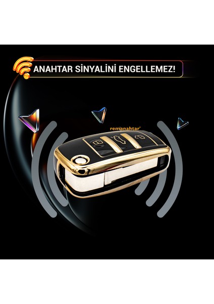 A3 A4 3 Buton Sustalı Nano Anahtar Kılıfı - Siyah modelleri