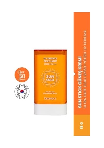 Deoproce Sun Stick Güneş Kremi Ultra Hafif Doku SPF50 Pa Yüksek Uv Koruma 19 gr