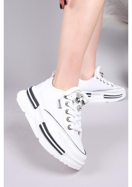 Burrel Cilt Garnili Kalın Tabanlı Paraşüt Sneakers Beyaz modelleri