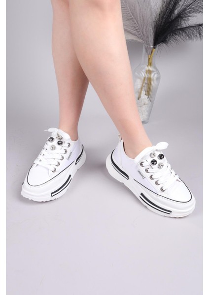 Burrel Cilt Garnili Kalın Tabanlı Paraşüt Sneakers Beyaz