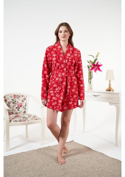 Kadın Kar Tanesi Desenli Polar Sabahlık - 23352R