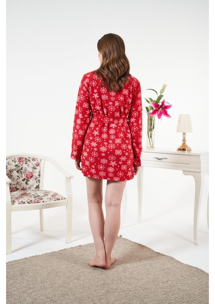 Kadın Kar Tanesi Desenli Polar Sabahlık - 23352R fiyatları