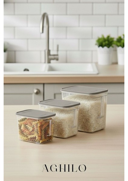 3’lü Saplı Derin Saklama Kabı Seti (2,75 Lt + 3,25 Lt + 5,40 Lt)