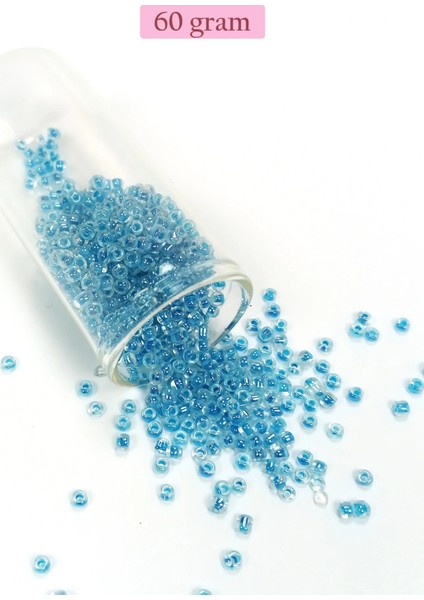 Litaetrend Dökme Cam Kum Boncuk (8/0) 3 mm - 60 Gram - Şeffaf Gök Mavi - BNC214