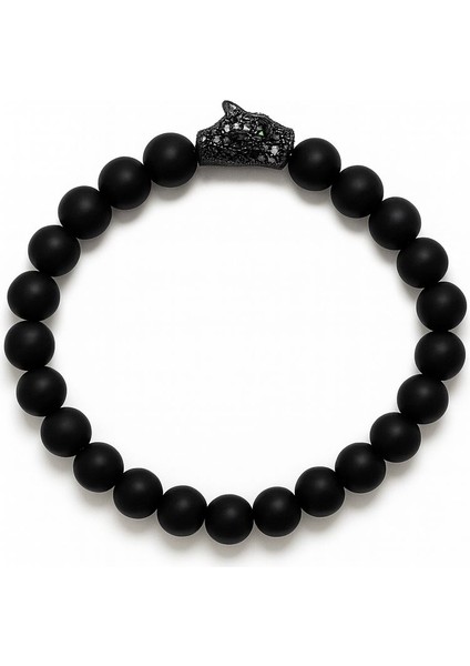 Lastikli Doğal Oniks Taşlı Erkek Bileklik EY41