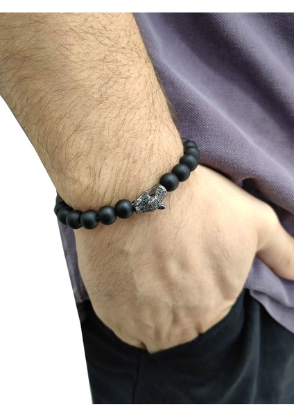 Lastikli Doğal Oniks Taşlı Erkek Bileklik EY41 modelleri