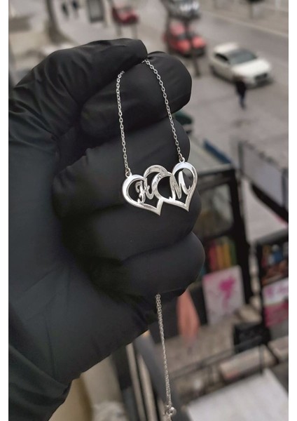 925 Ayar Gümüş Harfli Kalp Kolye