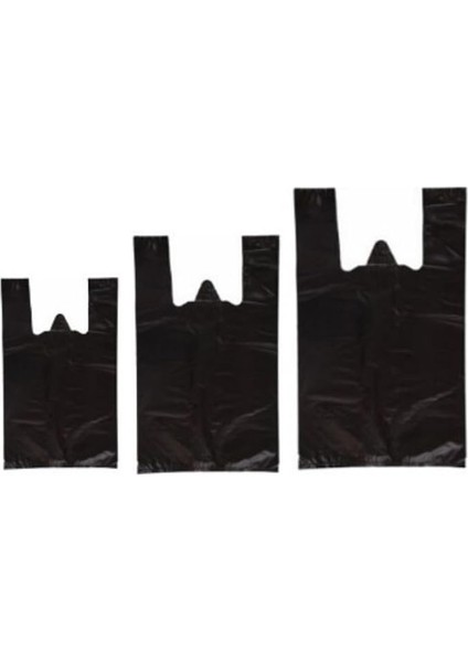 Ticaret Siyah Kalın Poşet 3'lü Set (Küçük, Orta, Büyük)3 kg Market Manav Poşeti Hışır Atlet Poşet Çöp Poşeti