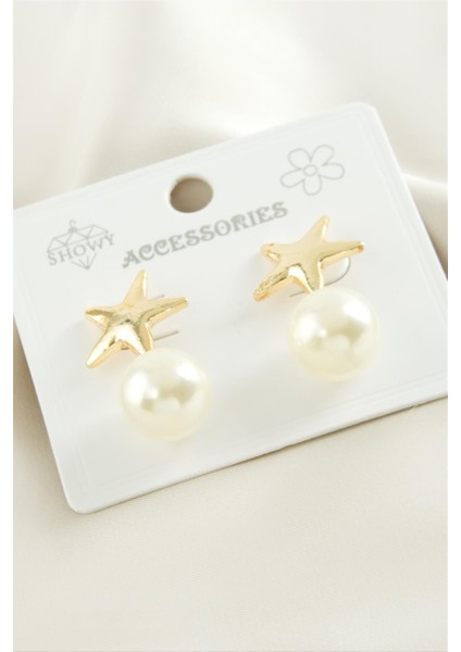 Yzlal Yıldız Metal Inci Küpe-Sarı fiyatları