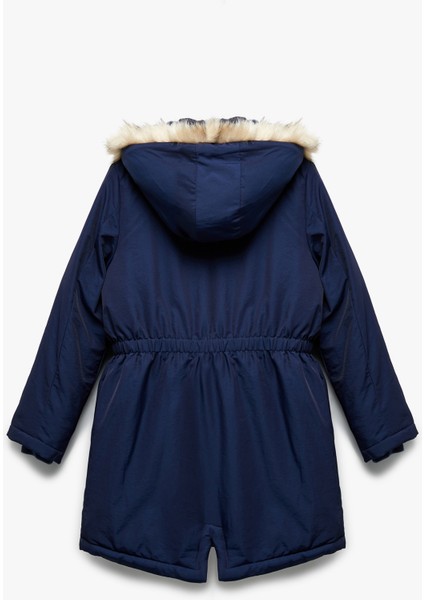 Peluş Detaylı Uzun Kollu Cepli Kapşonlu Mont fiyatları