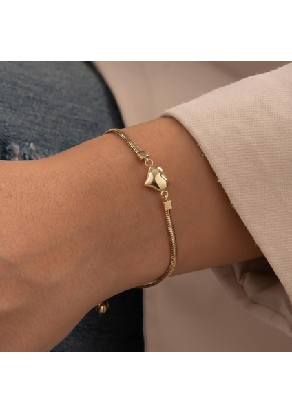 Balıksırtı Kalpli 14 Ayar Altın Bileklik fiyatları