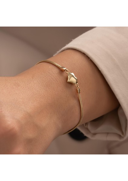 Balıksırtı Kalpli 14 Ayar Altın Bileklik modelleri