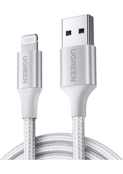 Lightning iPhone Örgülü Data ve Şarj Kablosu Beyaz 1 Metre