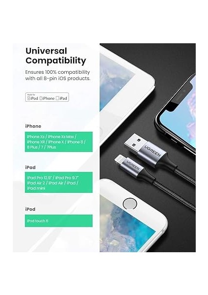 Lightning iPhone Örgülü Data ve Şarj Kablosu Beyaz 1 Metre fiyatları