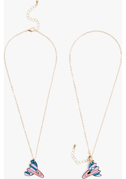 Çok Renkli Gezegenli 2'li Arkadaşlık Kolyesi