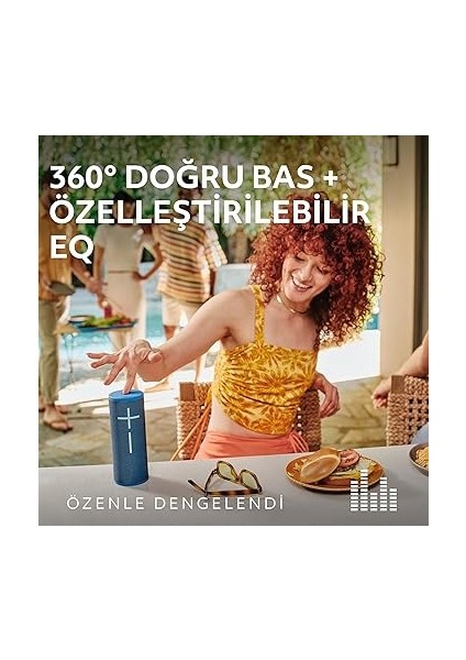 Ears Boom 4 Taşınabilir Su Geçirmez Bluetooth Hoparlör, 360 Derece, Güçlü, Sürükleyici, Kristal Netliğinde Ses, 15 Saatlik Pil Ömürlü ve 45M Kullanım Mesafeli Batmaz Hoparlör, Lila fiyatları