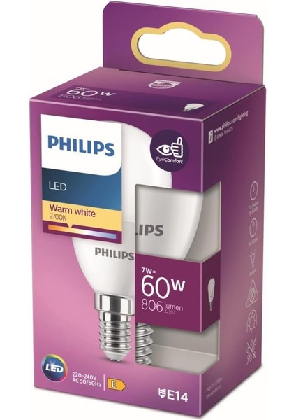 LED 60W P48 E14 Sarı Işık Dim Edilmez Ampul Tekli Paket