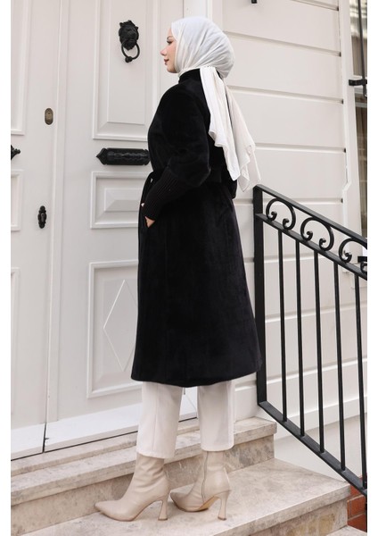 Broş Detaylı Kaban Siyah 19279 fırsatları