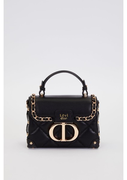 Siyah Kapitone Zincirli El Çantası