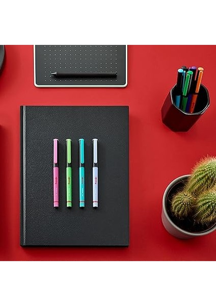 Fineliner, Ince Keçe Uçlu Kalem 0.4 Mm, 4'lü Paket, Canlı Renkler fırsatları
