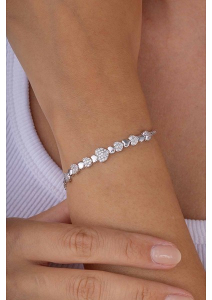 Prodyum Kaplama 925 Ayar Kalpli Süzme Su Yolu Gümüş Bileklik