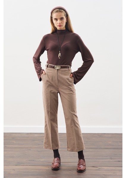 Balıkçı Yaka Bluz Acı Kahve