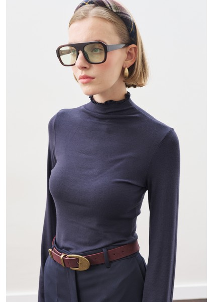 Balıkçı Yaka Bluz Lacivert fiyatları