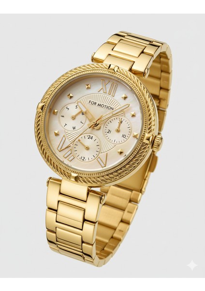 Kadın Kol Saati Altın Renk, Beyaz Kadran - Şık Metal Kordon, 2 Yıl Garantili