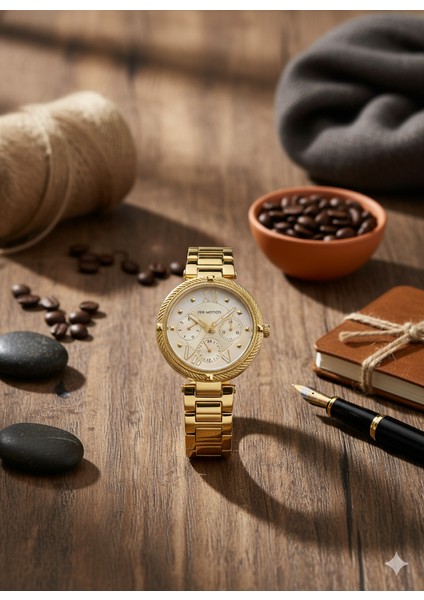Kadın Kol Saati Altın Renk, Beyaz Kadran - Şık Metal Kordon, 2 Yıl Garantili fiyatları