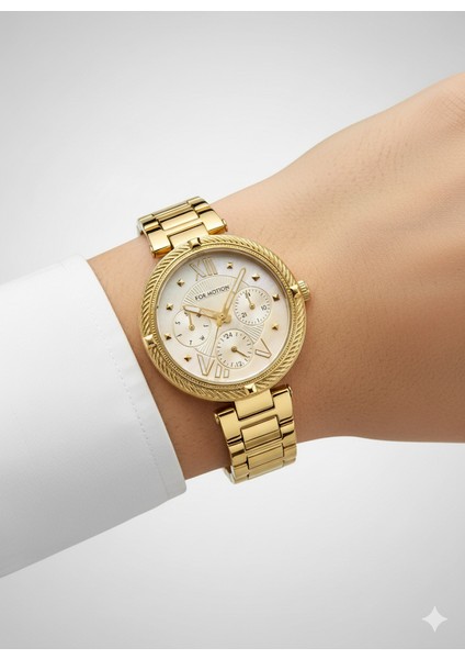 Kadın Kol Saati Altın Renk, Beyaz Kadran - Şık Metal Kordon, 2 Yıl Garantili modelleri