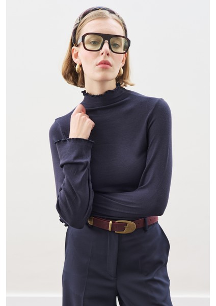 Balıkçı Yaka Bluz Lacivert fırsatları