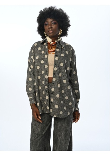 Kadın Puantiyeli Oversize Kesim Gömlek fiyatları