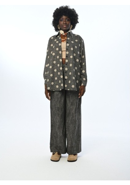 Kadın Puantiyeli Oversize Kesim Gömlek modelleri