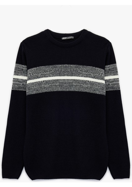 Uzun Kollu Çizgi Detaylı Bisiklet Yaka Kışlık Triko Kazak modelleri