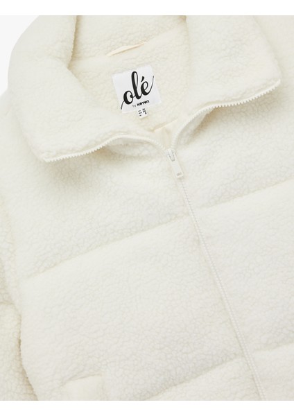 Fermuarlı Dik Yaka Uzun Kollu Cep Detaylı Peluş Mont fırsatları