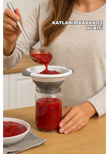 Yer Kaplamaz Katlanır Kavanoz Hunisi - Katlanabilir Huni - Akordiyon Kavanoz Hunisi