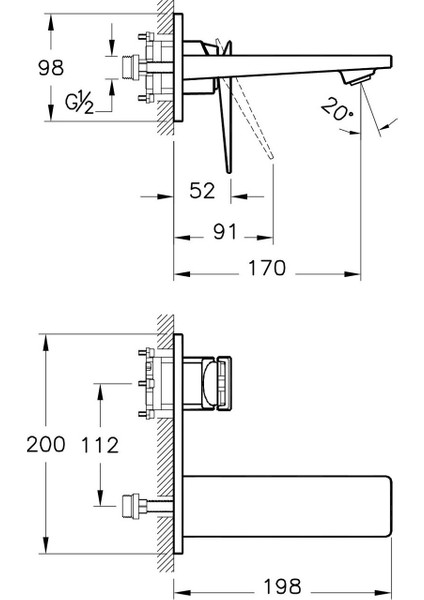 A42394 Brava Krom Sıva Üstü Ankastre Lavabo Bataryası modelleri