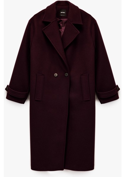 Uzun Kollu Cepli Düğmeli Kruvaze Uzun Kaşe Kaban modelleri