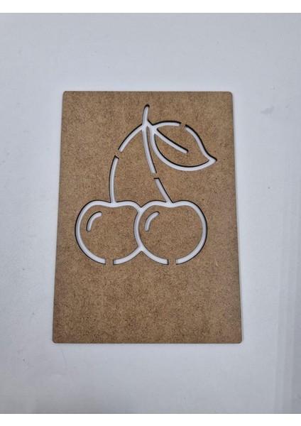 1 Adet Meyveler Kiraz Ahşap Montessori Resim Çizim Okul Dıy Etkinlik Aktivite Sanat 20 cm x 14 cm