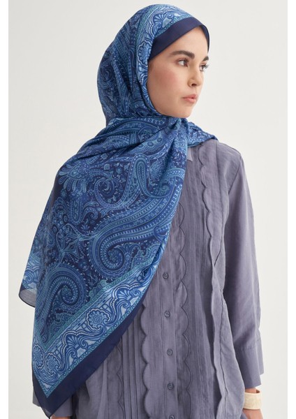 Ravena Gök Mavisi Nilla Pamuklu Şal