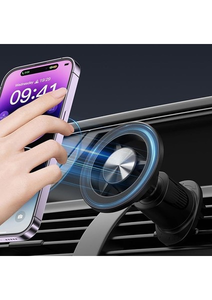 Otomobil Cep Telefonu Tutucu, Titreşim Önleyici Mag-Safe Araç Tutucu, iPhone 14/13/12 Serisi ve Tüm Akıllı Telefonlar Için, Araç Tutucu, 360° Dönebilir, Mıknatıslı Cep Telefonu Tutucu, Araç