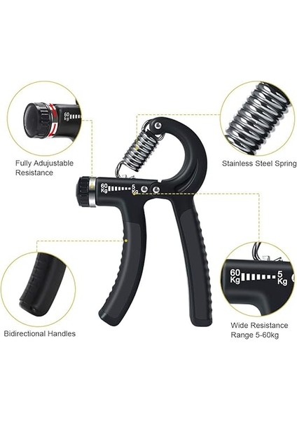 5 Parça Set Kavrama Güçlendirici, 5-60 kg Ayarlanabilir El Kavrama Güçlendirici, Monitörlü, Parmak Sedyesi, Stres Giderici Kavrama Topu, Sporcular ve Müzisyenler Için modelleri