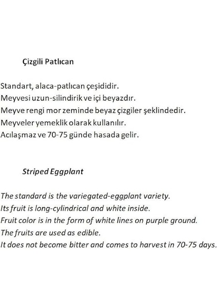 Tarım Yöresel Doğal Çizgili Patlıcan 100 Adet Tohum fiyatları