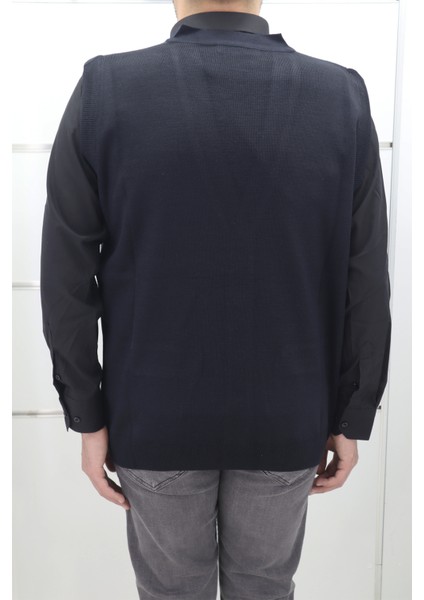 Fistan Store Erkek Düz Klasik Kesim Rahat Kalıp V - Yaka Kışlık Yünlü Yelek modelleri