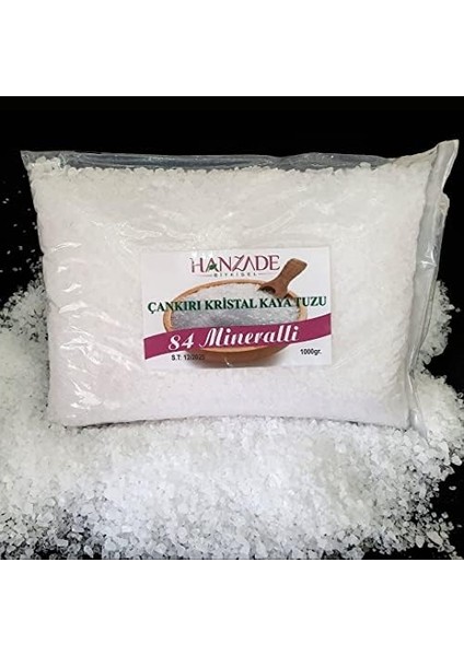 Hanzade Bitkisel Çankırı Tuzu 1 kg + Himalaya Tuzu 1 kg Tane Granül Doğal Kaya Tuzu Seti