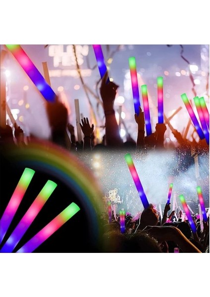 LED Işıklı Rengarenk Sünger Parti Çubuk Işıklı Kauçuk Sopa 46 cm indirimleri