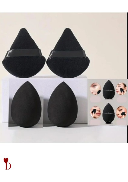 Profesyonel Siyah Pudra Fondöten 4'li Siyah Pro Sünger Seti