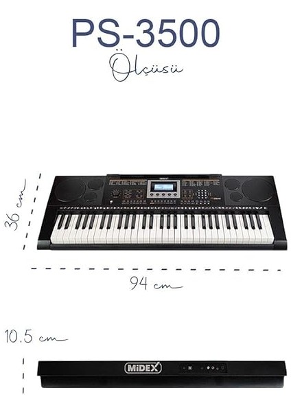 PS-3500 Tuş Hassasiyetli Org 61 Tuşlu Org 5 Oktav Çanta Nota Standı Adaptör (300 Ses 300 Ritim) indirimleri