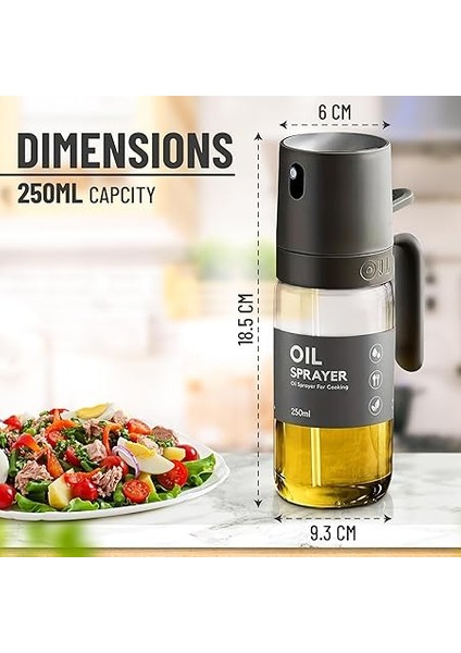 Yağ Püskürtücü Mutfak Aleti Pişirme Için Yüksek Borosilikat Cam Yağ Püskürtücü Bay, 250 ml Zeytinyağı Sprey Şişesi, Airfryer, Salata, Barbekü, Mutfak Pişirme, Kavurma, Koyu Gri fiyatları